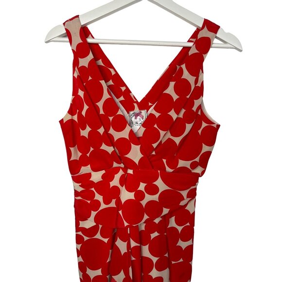 Yoana Baraschi Red Abstract Silk Sheath Dress Sleeveless Ruched Small - Picture 5 of 13